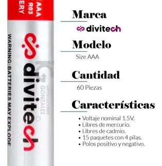 BATERIA AAA DIVITECH PIEZA